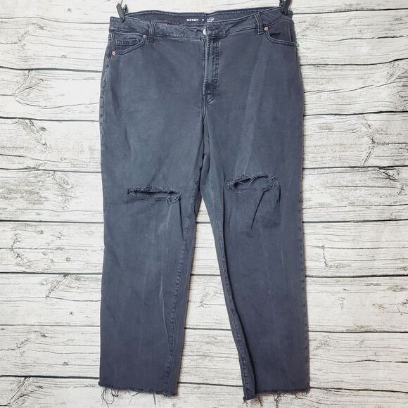 Old Navy High-Rise O.G. Black Straight Jeans Size 22 - Picture 1 of 10